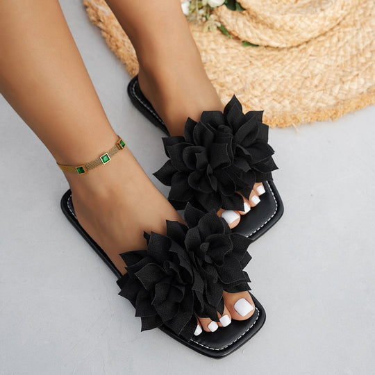 Damen Sommerliche Slides mit dekorativem Blüten-Detail Nord Taschen
