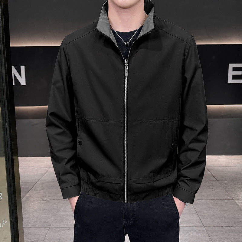 Herren Minimalistische City-Zipjacke aus Mikrofaser mit Stehkragen, verdeckten Taschen und elastischem Saum Nord Taschen