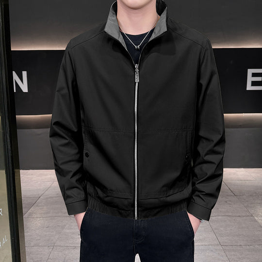 Herren Minimalistische City-Zipjacke aus Mikrofaser mit Stehkragen, verdeckten Taschen und elastischem Saum Nord Taschen