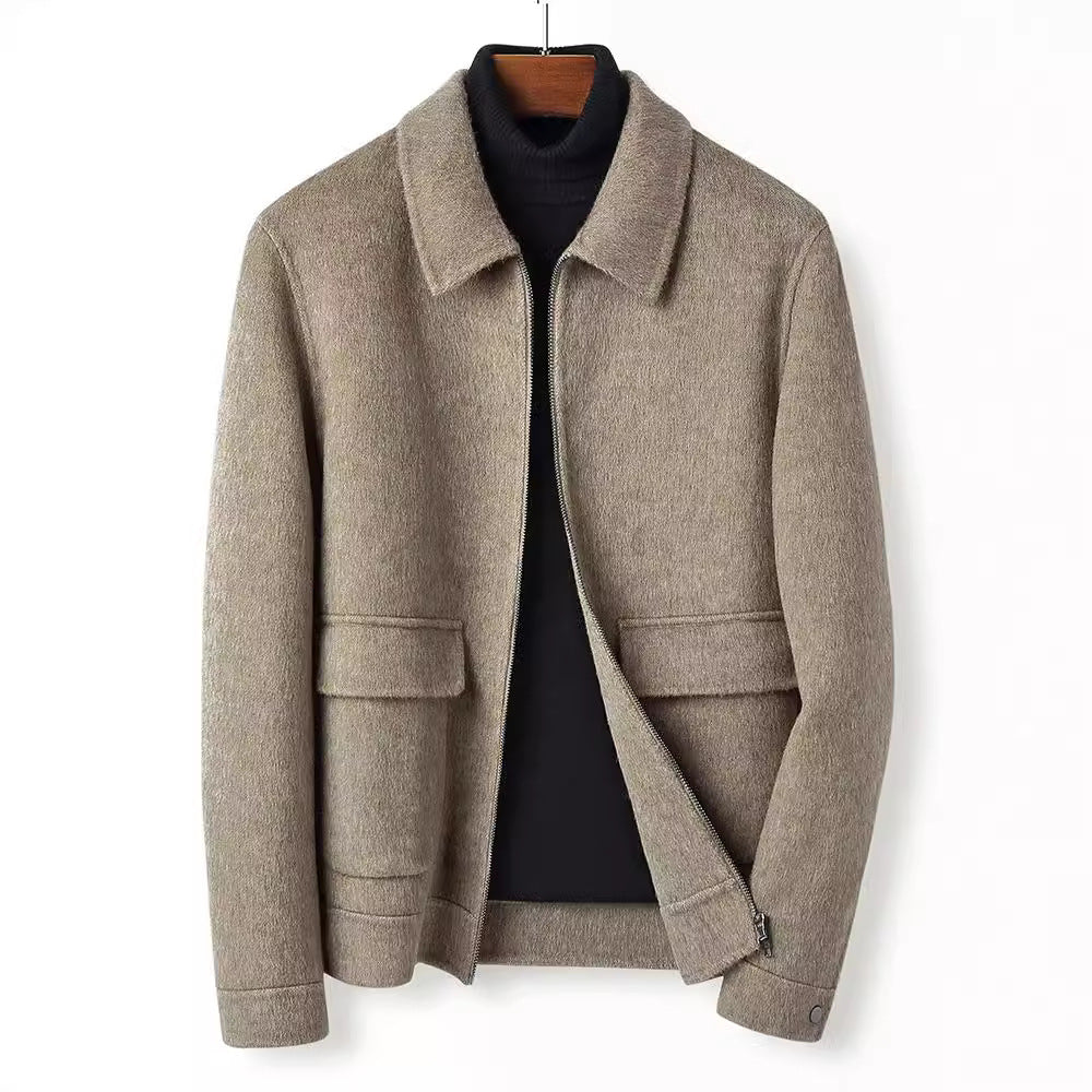 Herren Wollmix-Übergangsjacke mit Stehkragen, Reißverschluss und Pattentaschen Nord Taschen