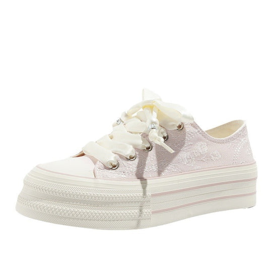 Damen Bequeme Plattform-Sneaker mit verspielten Schnürsenkeln und eleganter Oberfläche