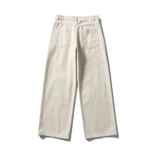 Damen Hochtaillierte weite Culotte‑Hose aus Baumwoll‑Twill mit Ziersteilnähten Nord Taschen