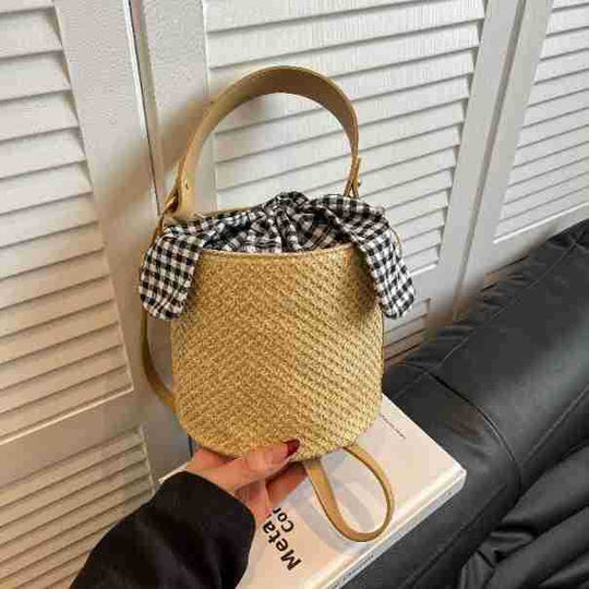 Damen geflochtene Rucksackhandtasche mit kontrastierendem Innenbeutel Nord Taschen