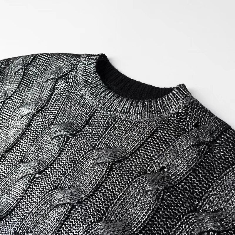 Damen Oversize-Zopfstrickpullover mit Rundhals Nord Taschen