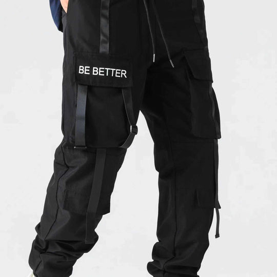 Herren Utility-Cargohose im Joggerstil mit Multifachtaschen, Ziergurten & Kordelbund Nord Taschen