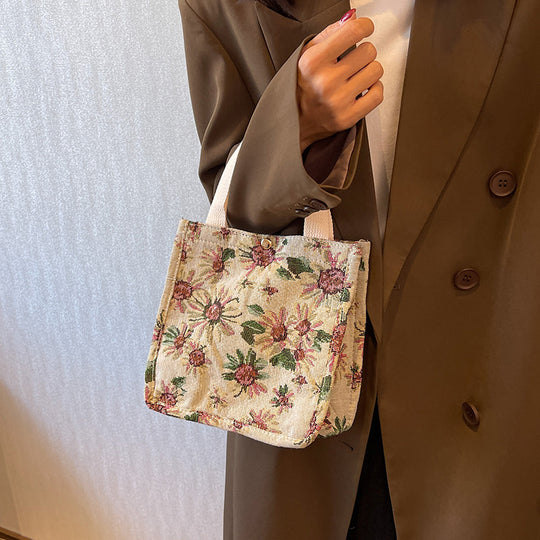 Damen Jute-Shopper-Tasche mit floralem Design und robusten Henkeln Nord Taschen