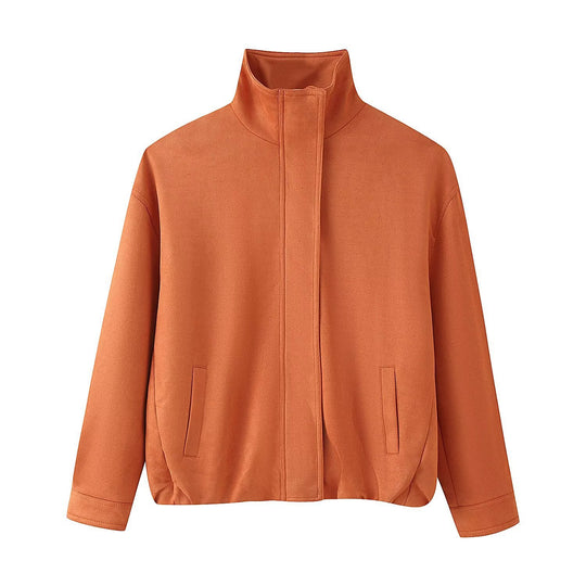 Damen Boxy-Kurzjacke mit hohem Funnelkragen und verdeckter Reißverschlussleiste Nord Taschen
