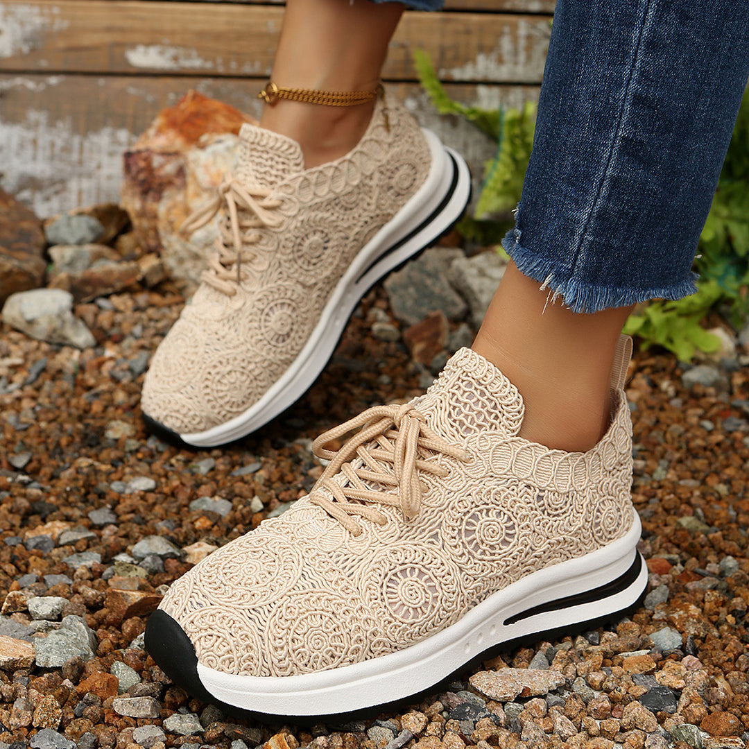 Damen  gestrickte Slip-On Plateau-Sneaker mit atmungsaktivem Obermaterial und gepolstertem Komfortfußbett Nord Taschen