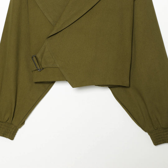 Damen Kurzjacke mit weitem Matrosenkragen, Ballonärmeln und asymmetrischer Schnallenverschluss Nord Taschen
