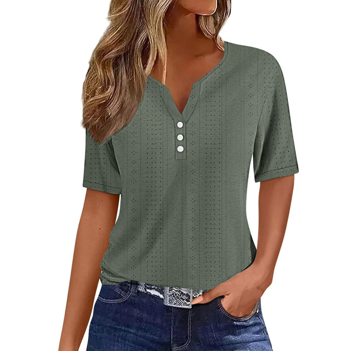 Damen Komfortables Kurzarmshirt mit Knopfdetails