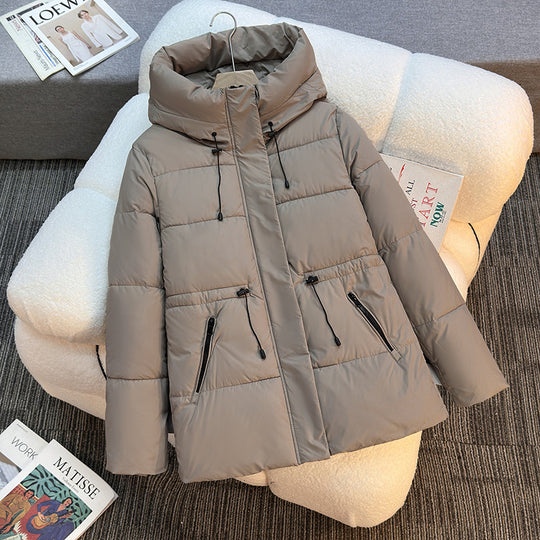 Damen nan athleisure Kapuzenjacke mit Volumenkragen, Kordelzug und verdeckter Reißverschluss Nord Taschen