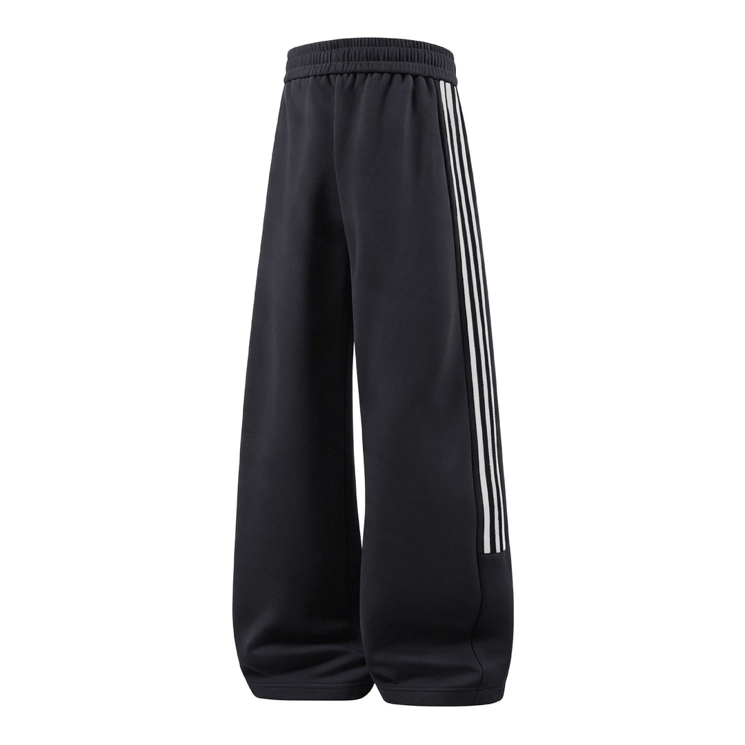 Damen Weite High-Waist Jogginghose mit markanten Seitenstreifen & Kordelzug Nord Taschen