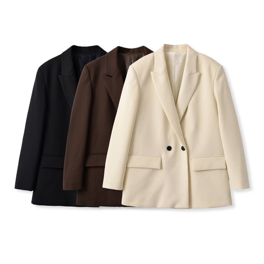 Damen Longline-Blazer mit verlängertem Schnitt, Doppelknopf und Pattentaschen Nord Taschen