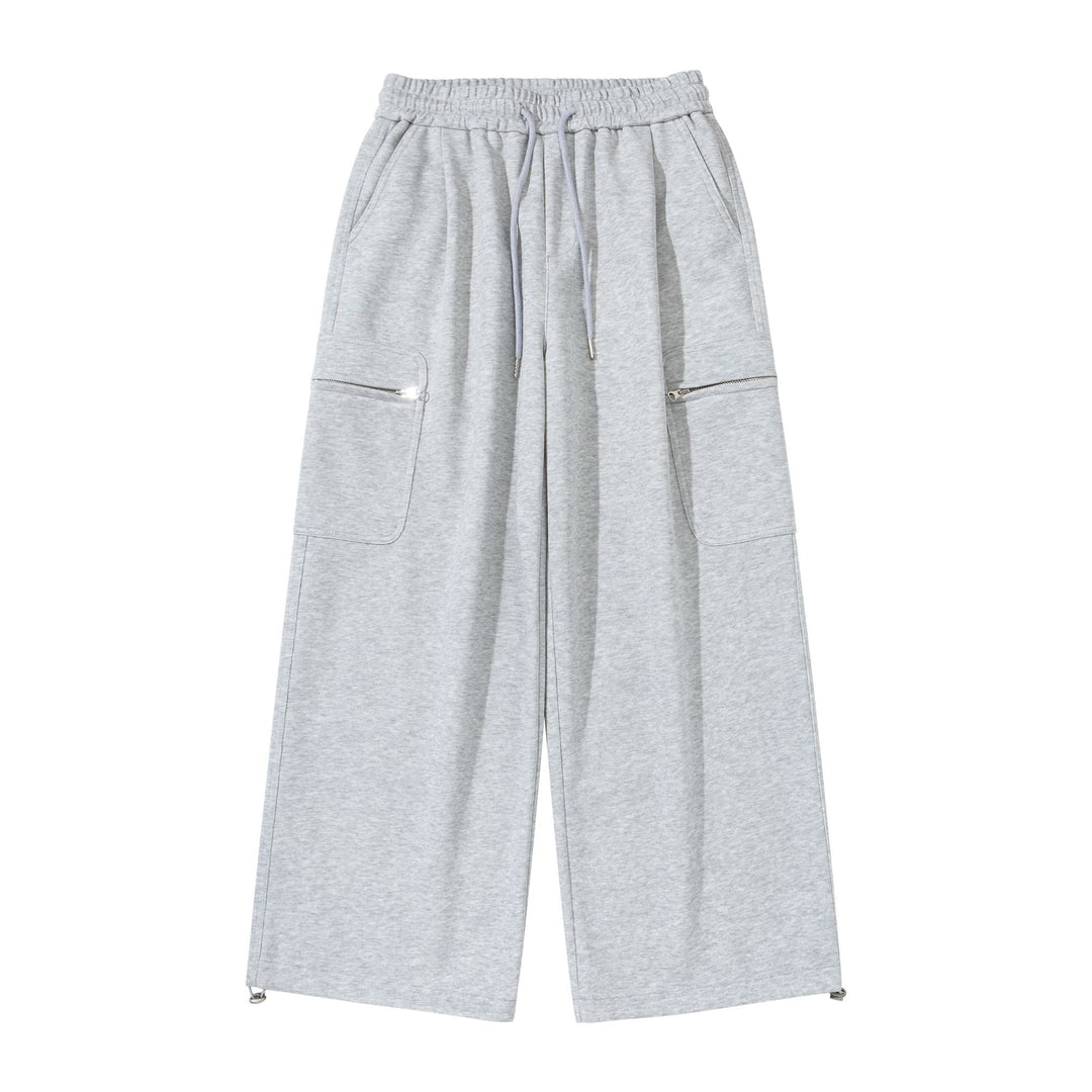Damen Weite Cropped-Sweathose mit Tunnelzug, Cargo-Taschen und Reißverschluss-Details Nord Taschen