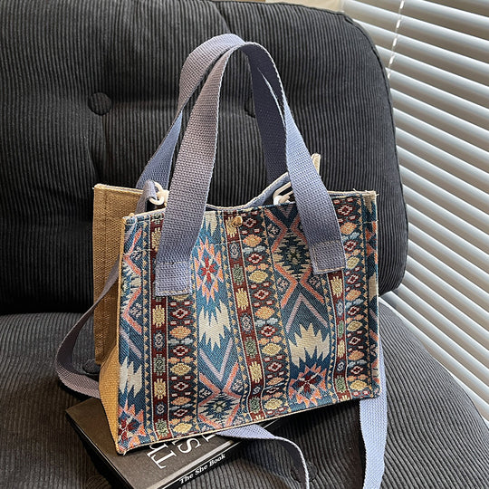 Damen Jute-Tasche mit traditionellem Ethno-Muster Nord Taschen