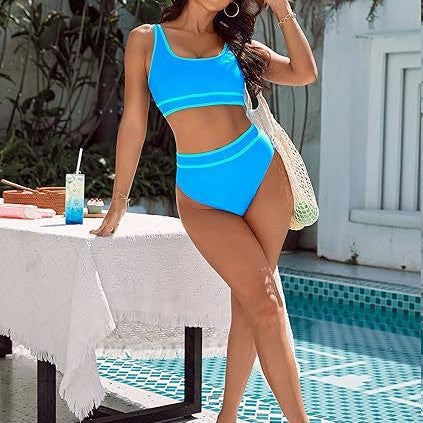 Damen Sportlicher Hochgeschnittener Bikini Nord Taschen