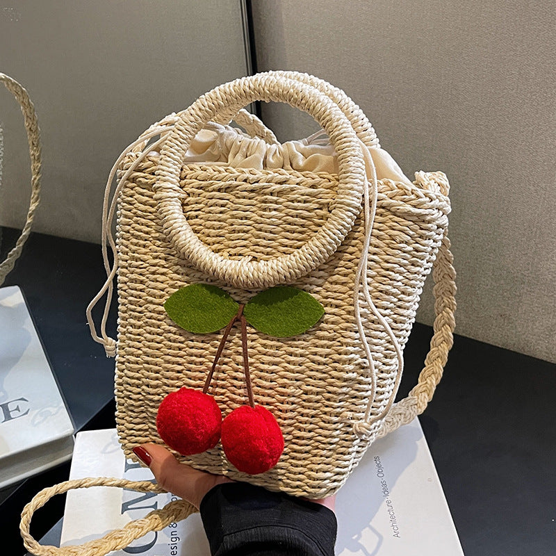 Damen Jute-Tasche mit fruchtigem Kirschmotiv Nord Taschen