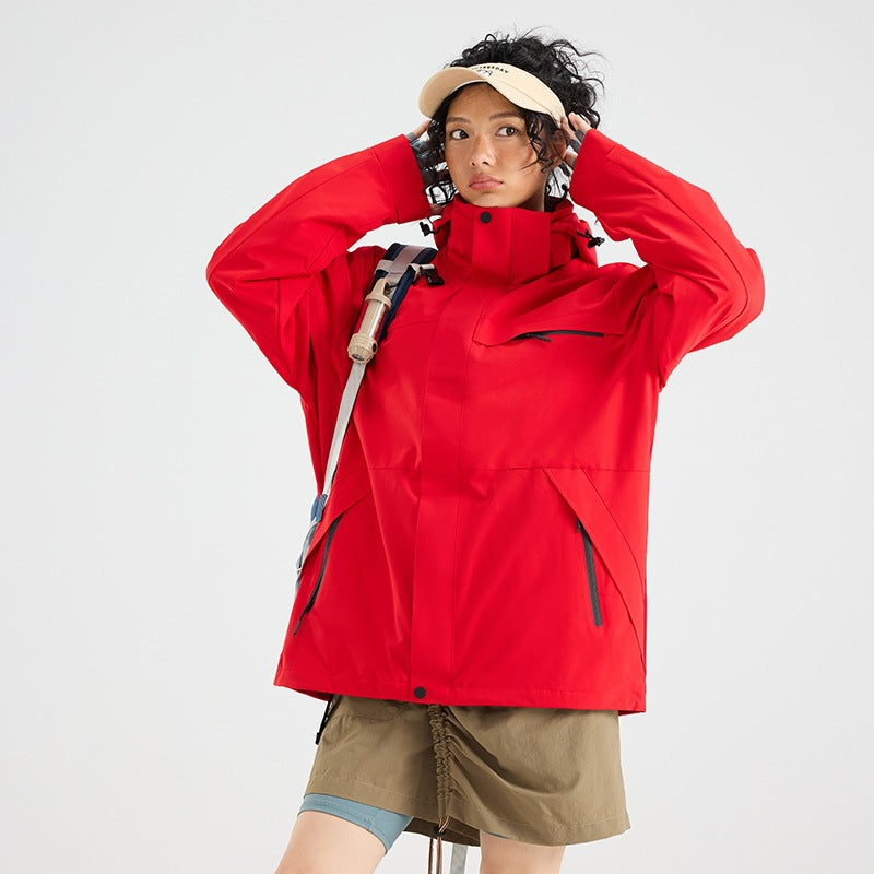 Herren Wasserdichte Outdoor-Softshelljacke mit Kapuze, hohem Stehkragen & Reißverschlusstaschen Nord Taschen