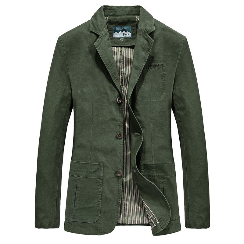 Herren  legeres Baumwoll-Twill Sakko mit aufgesetzten Taschen und gestreiftem Innenfutter Nord Taschen