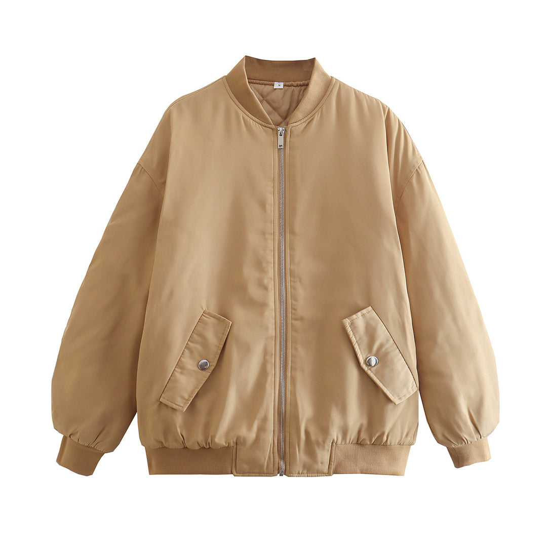 Damen Boxy Bomberjacke im Oversize‑Look mit Reißverschluss und abgeschrägten Pattentaschen Nord Taschen