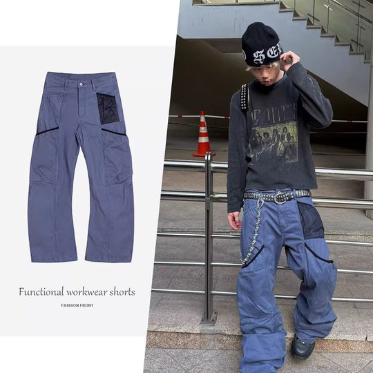 Damen Utility-Cargo-Hose mit weitem Bein, Mehrfach‑Taschen & Mesh‑Einsatz Nord Taschen