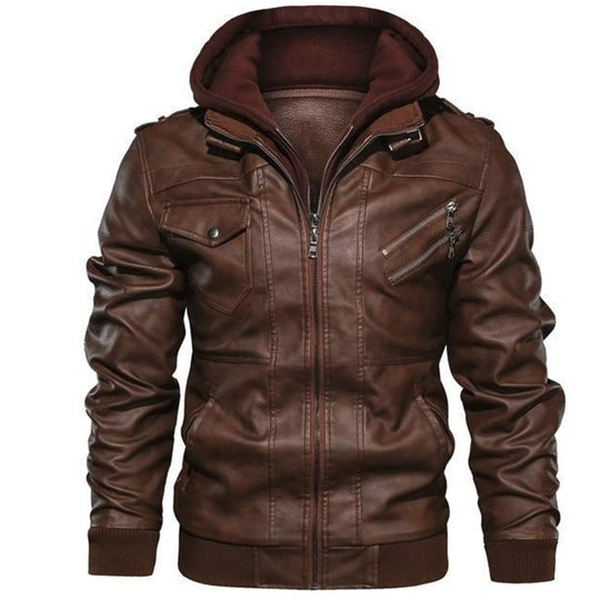 Herren Piloten-Blouson aus Kunstleder mit integriertem Kapuzen-Inlay und Zipper-Details Nord Taschen