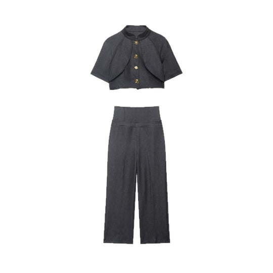Damen Hochtaillierte Culotte-Hose mit breitem Komfortbund und weitem Bein Nord Taschen