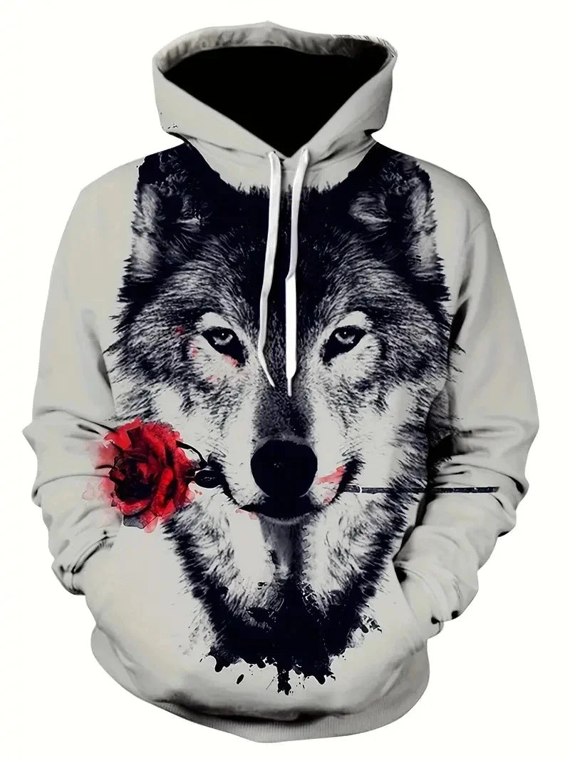 Damen Kapuzenpullover mit Wolf- und Schmetterlingsmotiv Nord Taschen