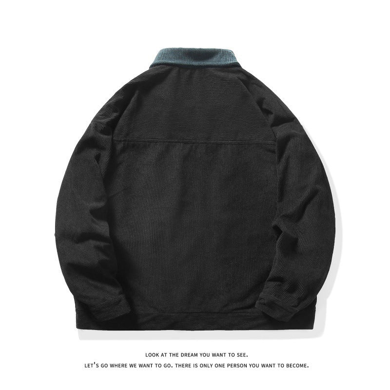 Herren gefütterte Cordjacke mit Kontrastkragen und Frontreißverschluss Nord Taschen