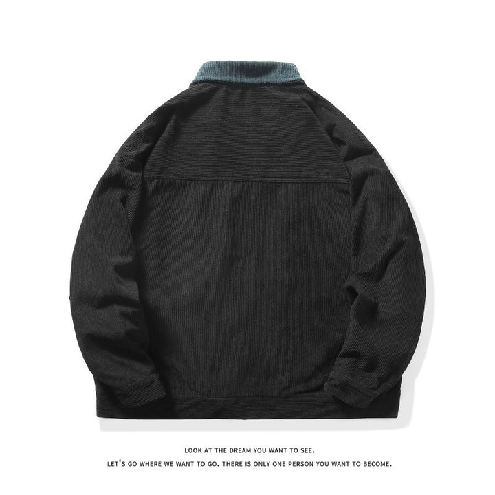 Herren gefütterte Cordjacke mit Kontrastkragen und Frontreißverschluss Nord Taschen