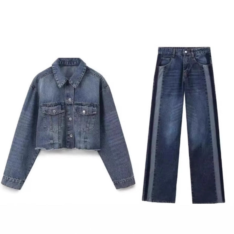Damen 10+ weite High‑Waist Denim‑Palazzohose mit kontrastierenden Seitenteilen Nord Taschen