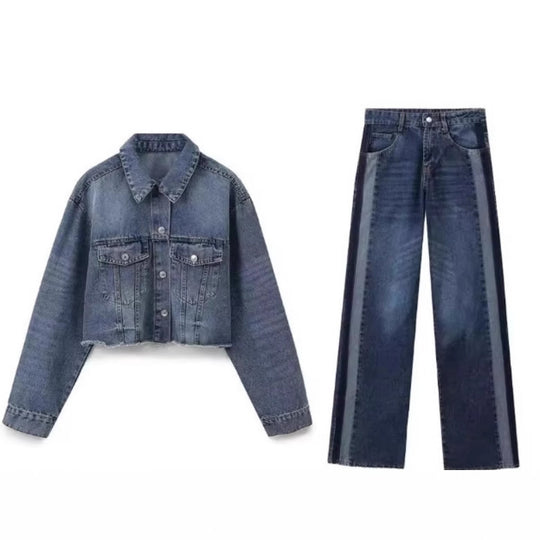 Damen 10+ weite High‑Waist Denim‑Palazzohose mit kontrastierenden Seitenteilen Nord Taschen