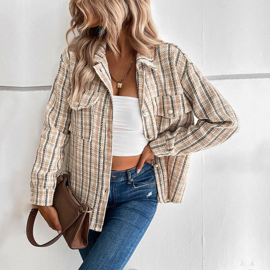 Damen Karo-Hemdjacke Nord Taschen