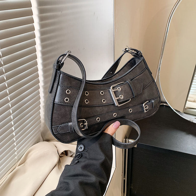 Damen Handtasche mit verstellbarem Trageriemen und dekorativen Schnallen Nord Taschen