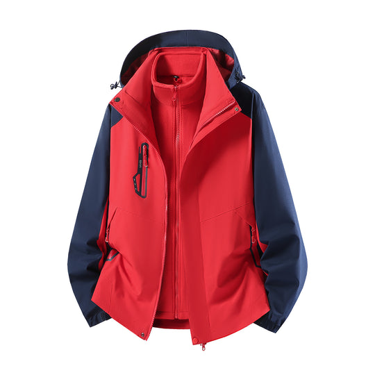 Damen wasserabweisende dreiteilige Outdoorjacke mit herausnehmbarer Fleece-Innenjacke, verstellbarer Kapuze und Reißverschlusstaschen Nord Taschen