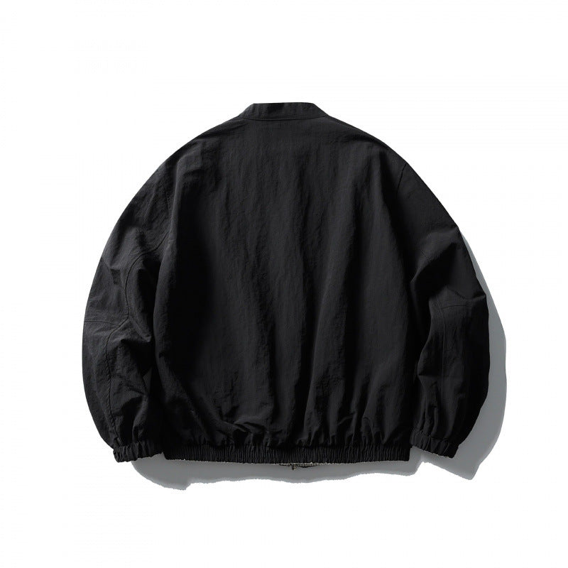 Unisex Leichte Oversize-Bomberjacke aus Strukturstoff mit Stehkragen und elastischem Saum Nord Taschen