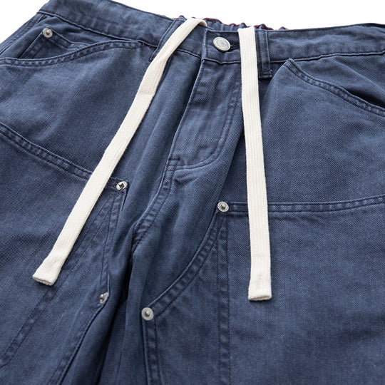 Herren Weite Utility-Denimhose mit Tunnelzugbund und aufgesetzten Taschen Nord Taschen