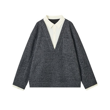 Herren Oversized V-Ausschnitt Pullover mit innovativem Strukturdesign Nord Taschen