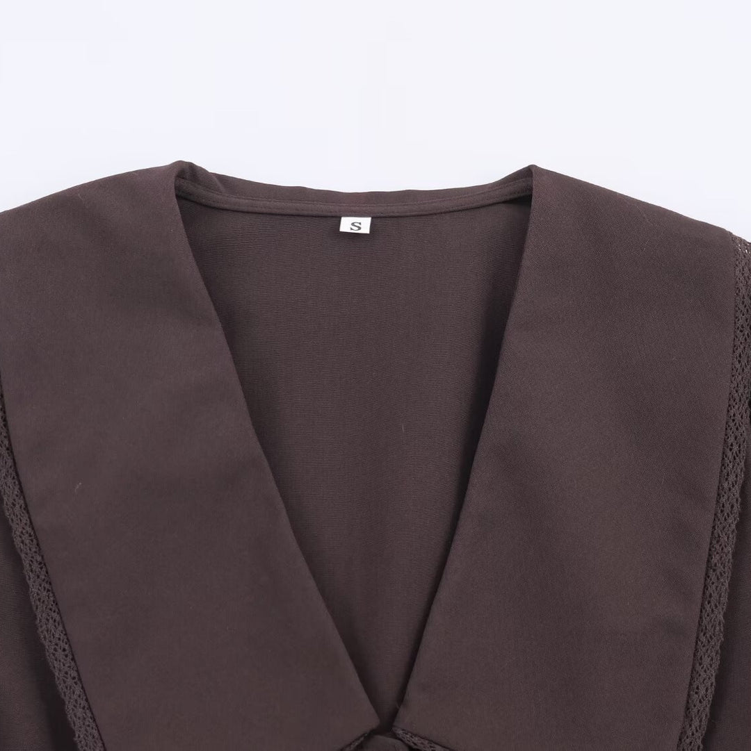 Damen Bluse mit übergroßem Matrosenkragen, Puffärmeln und Kellerfalten Nord Taschen