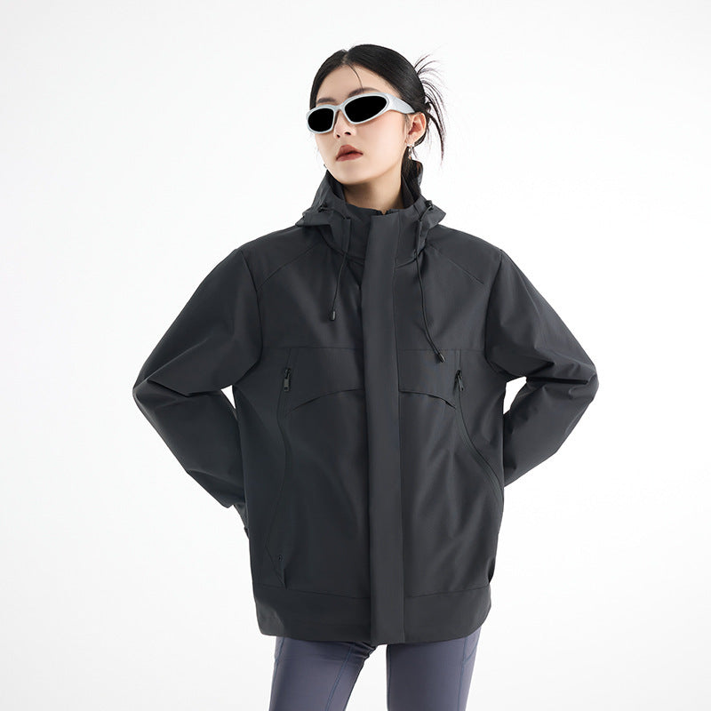 Damen technische wasserdichte Oversize-Parka mit Kapuze und verdeckten Reißverschlusstaschen Nord Taschen
