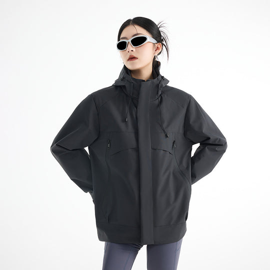 Damen technische wasserdichte Oversize-Parka mit Kapuze und verdeckten Reißverschlusstaschen Nord Taschen