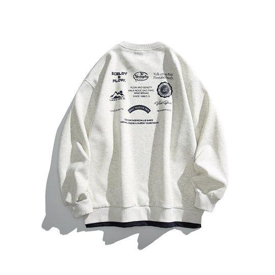 Unisex Oversize-Sweatshirt mit großflächigem Rückenprint, Lagenoptik und gerippten Bündchen Nord Taschen