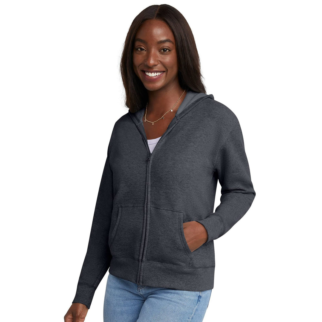 Damen Kapuzen-Sweatjacke mit durchgehendem Reißverschluss, Kängurutaschen und gerippten Bündchen Nord Taschen