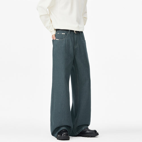 Herren Extraweite Denim-Baggyhose mit verlängertem Saum und tiefem Schritt Nord Taschen