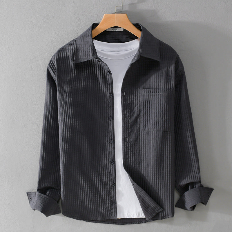 Herren Texturiertes Waffelstruktur-Overshirt mit Brusttasche und legerer Passform Nord Taschen