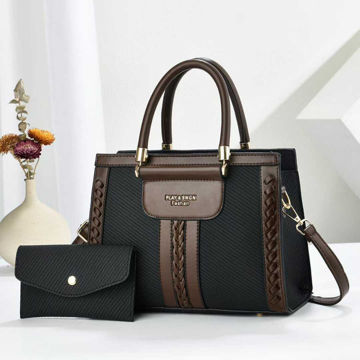 Damen elegante Handtasche im raffinierten Flechtlook mit abnehmbarer Clutch Nord Taschen