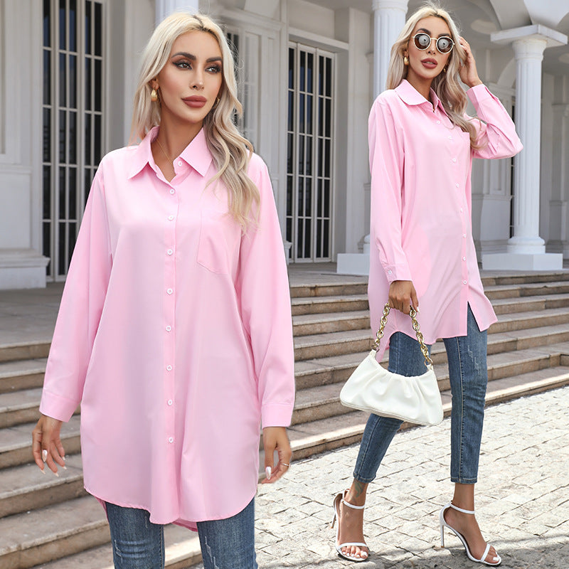 Damen Übergrößen-Hemdbluse mit modernen Details und Brusttasche
