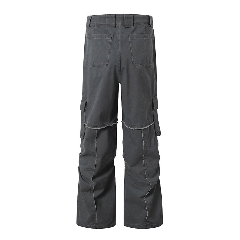 Damen Weite Cargo-Culotte-Hose mit hoher Taille, Multi‑Taschen und sichtbaren Nahtdetails Nord Taschen