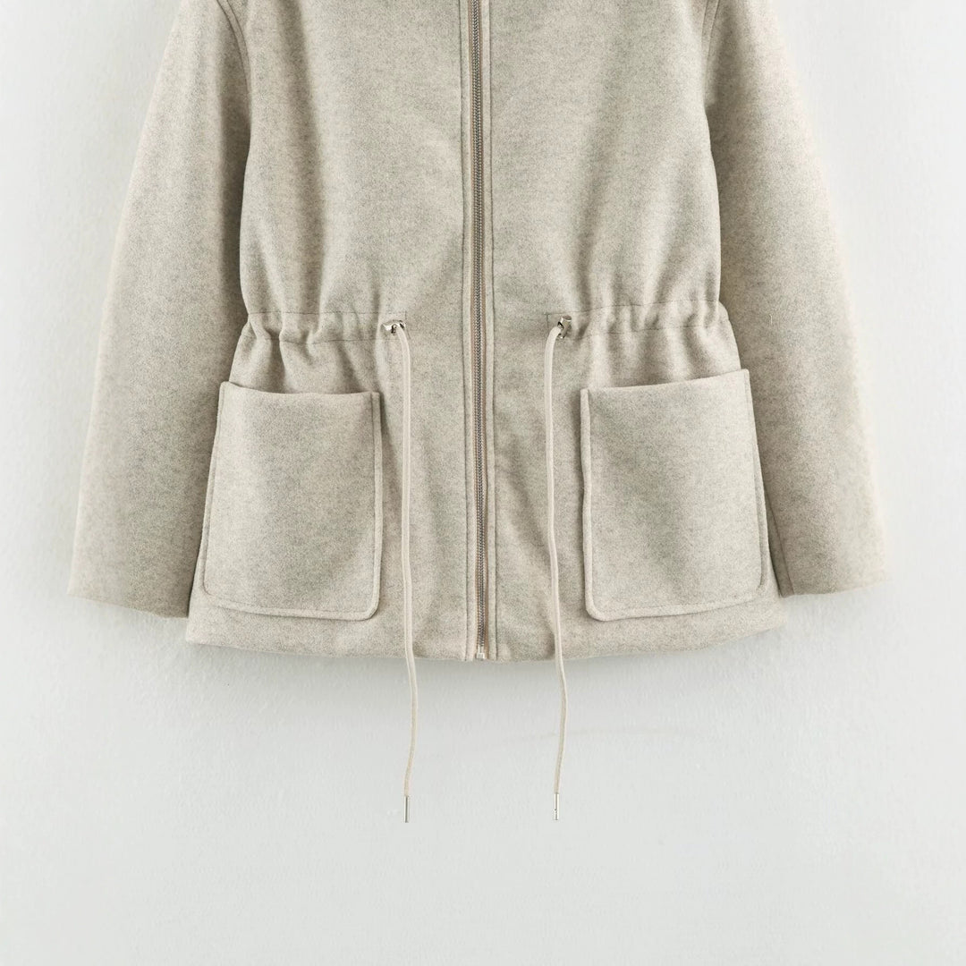 Damen Kurzjacke aus Wollmix mit Tunnelzug‑Taillierung und aufgesetzten Taschen Nord Taschen