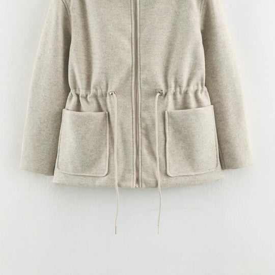 Damen Kurzjacke aus Wollmix mit Tunnelzug‑Taillierung und aufgesetzten Taschen Nord Taschen